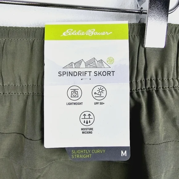 Eddie Bauer Olive Green Slightly Curvy Straight Spindrift UPF 50+ Skort NWT - Picture 4 of 8